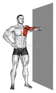 Standing one arm chest stretch demonstration
