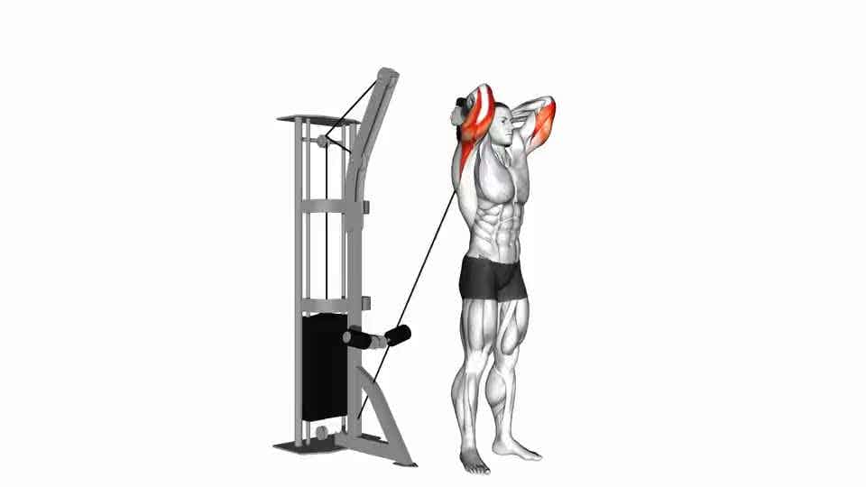 Standing overhead one-arm cable triceps extension instructions and video