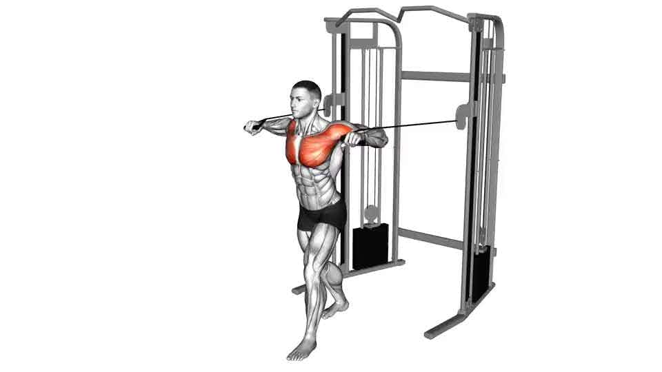 Thumbnail for the video of exercise: Cable Standing Chest Press