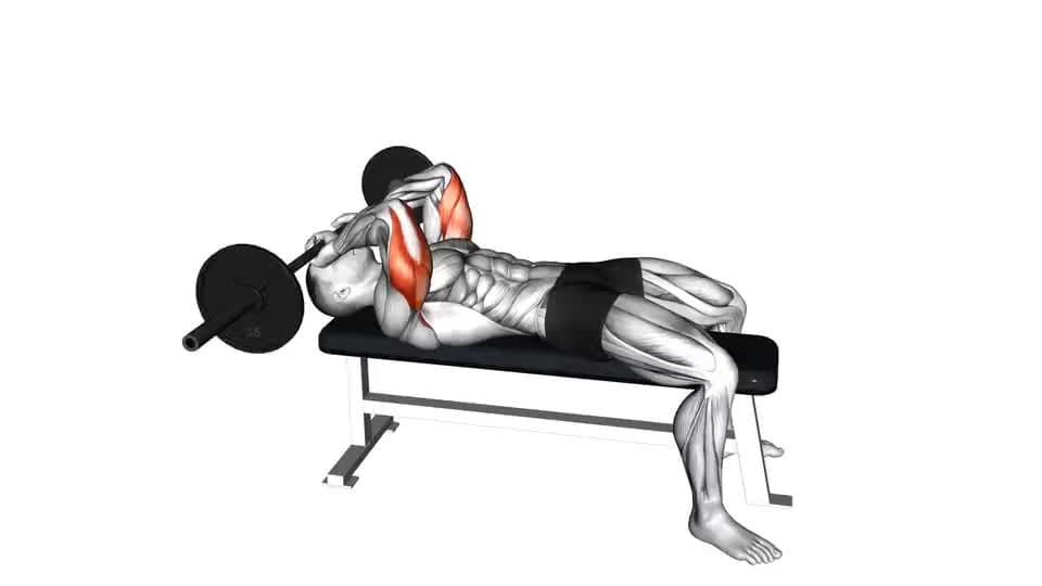 Thumbnail for the video of exercise: Extensión De Tríceps Acostado Con Barra, Trituradora De Cráneo