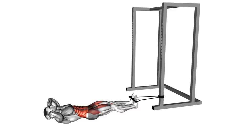 Thumbnail for the video of exercise: Band bicycle crunch