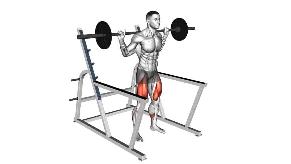 Thumbnail for the video of exercise: Low Bar Squat with Rack