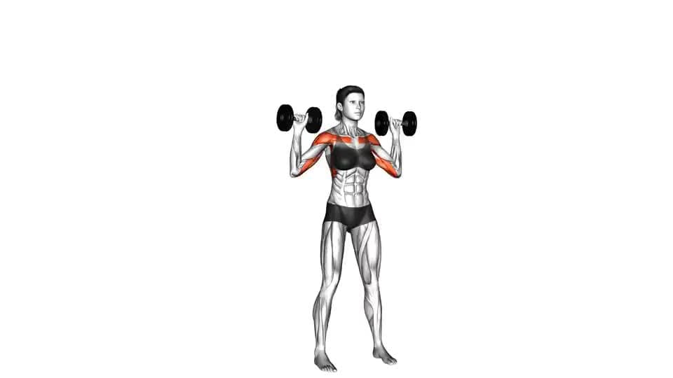 Thumbnail for the video of exercise: Dumbbell Standing Overhead Press