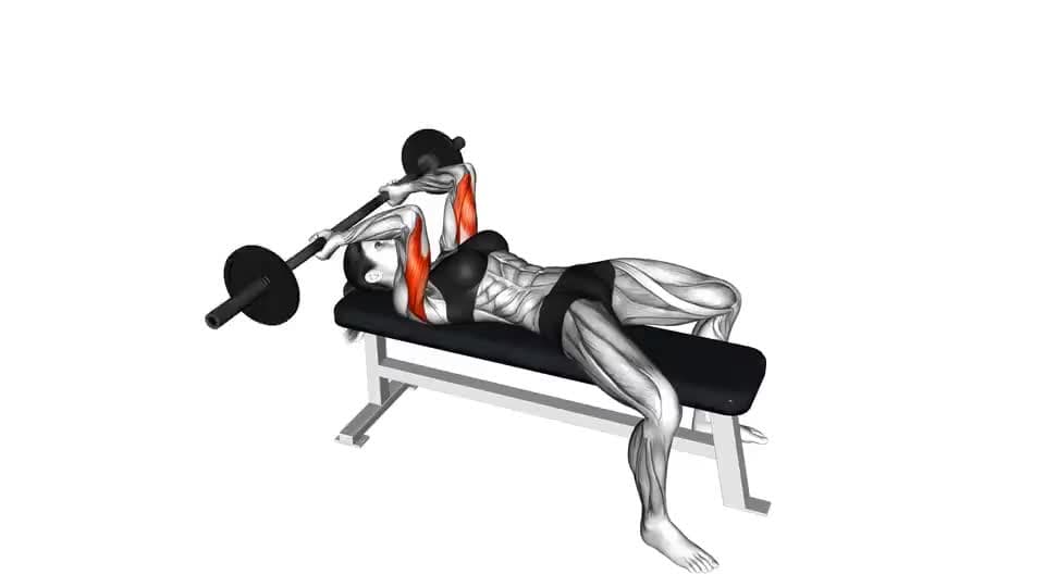 Thumbnail for the video of exercise: EZ-Barbell Lying Triceps Extension