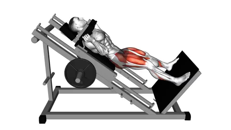 Thumbnail for the video of exercise: Sled Wide Hack Squat