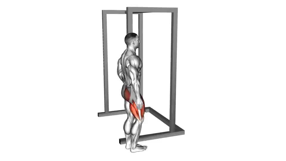 Thumbnail for the video of exercise: समर्थनेन सह स्थितः एकपदः उच्चजानुतः बट्किकं यावत्