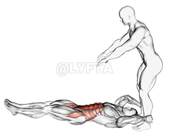 थ्रो डाउन के साथ लेटे हुए पैर को ऊपर उठाने में सहायता demonstration