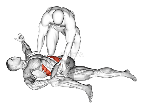 Thumbnail for the video of exercise: Assisted Oblique Glute Minimus And Medius Stretch