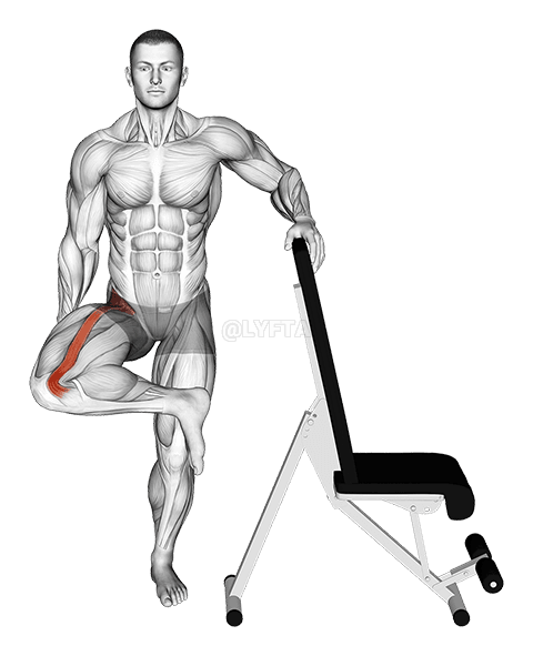 Seisova jalka lepää lonkkavenytys demonstration