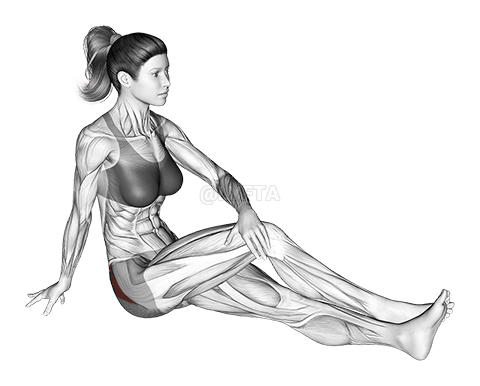 Estirament de maluc assegut amb cama lleugerament doblegada demonstration