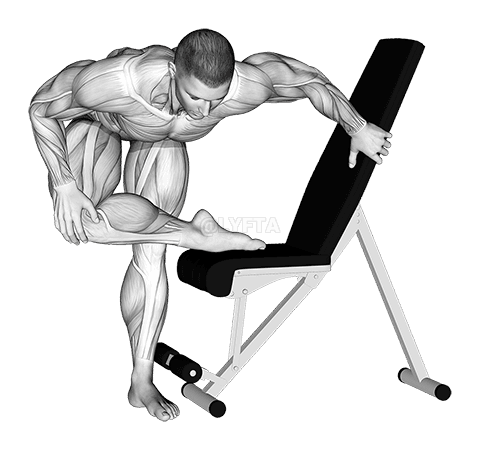 Thumbnail for the video of exercise: खड़ा पैर टक नितम्ब खिंचाव