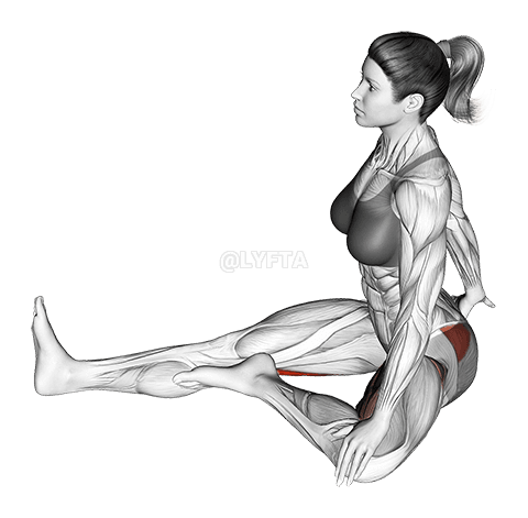 Estirament extern d'una cama assegut demonstration