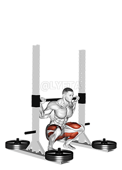 Thumbnail for the video of exercise: StrongMan Squats with Platform