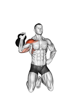 Thumbnail for the video of exercise: Kettlebell Kneeling One Arm Shoulder Press