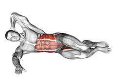 बेन्ट नी लेग लिफ्टको साथ ओब्लिक क्रन्चहरू demonstration