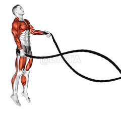 Thumbnail for the video of exercise: बैटलिङ रोप्स वैकल्पिक आर्म्स जम्प स्क्वाट