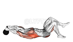 Thumbnail for the video of exercise: Kettlebell Single Leg Glute Bridge Pullover