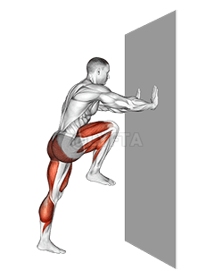 Высокое колено у стены demonstration