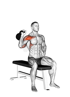 Kettlebell ተቀምጦ አንድ ክንድ ወታደራዊ ፕሬስ demonstration