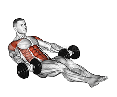 Dumbbell Sittende Tuck Crunch på gulvet demonstration