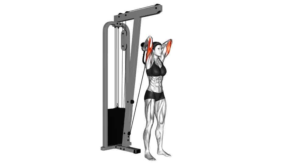 Standing overhead one-arm cable triceps extension instructions and video