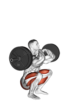 Thumbnail for the video of exercise: القرفصاء الأمامي للصدر القوي