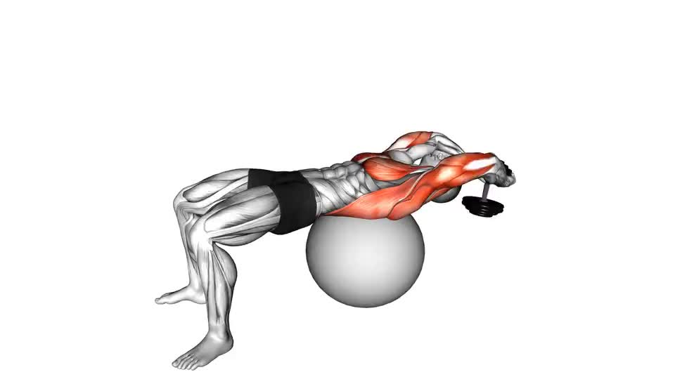 Image of Pulover cu gantere culcat pe minge de exercițiu